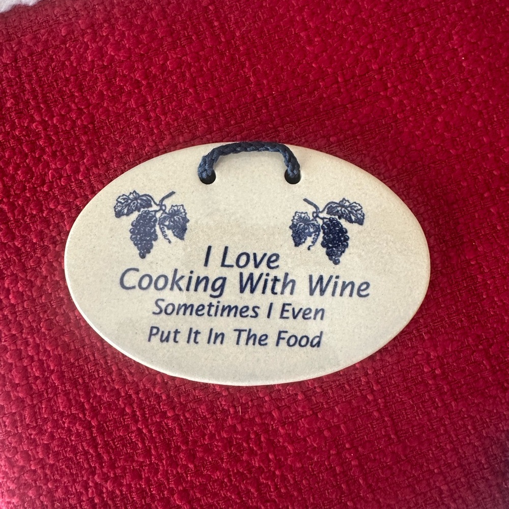Decorative Kitchen Plaque - Beige with Blue Text